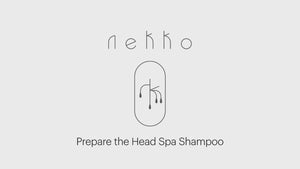 Instructions on how to use Nekko Head Spa Shampoo Eco Refill Bottle and Shampoo Refill Pouch